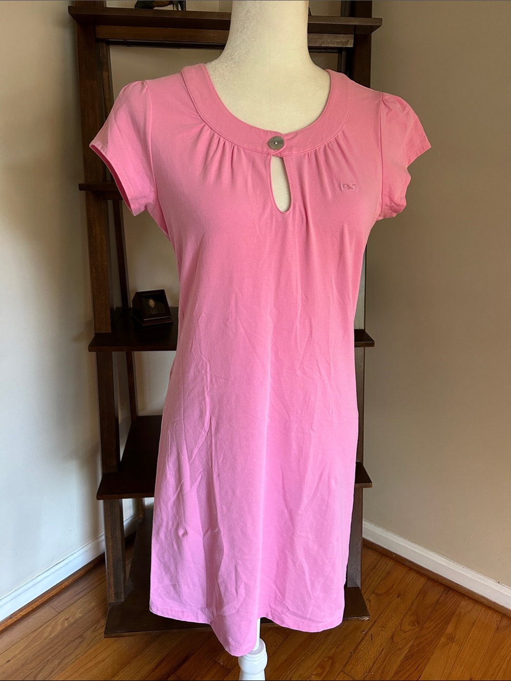 Vintage Vineyard Vines Pink Short-Sleeve Keyhole Mini Dress